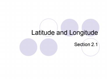 Latitude and Longitude