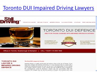 Toronto DUI Impaired Driving Lawyers