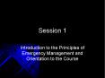 Introduction to the Principles of Emergency Management and Orientation to the Course PowerPoint PPT Presentation