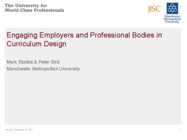 Engaging Employers and Professional Bodies in Curriculum Design