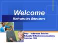 Welcome Mathematics Educators PowerPoint PPT Presentation