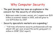 Why Computer Security