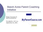 Beech Acres Parent Coaching Initiative