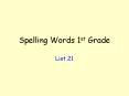 Spelling Words 1st Grade PowerPoint PPT Presentation