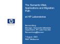 The Semantic Web, Applications and Migration Path  at HP Laboratories PowerPoint PPT Presentation