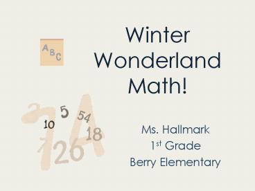 Winter Wonderland Math!
