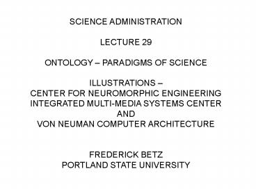 SCIENCE ADMINISTRATION