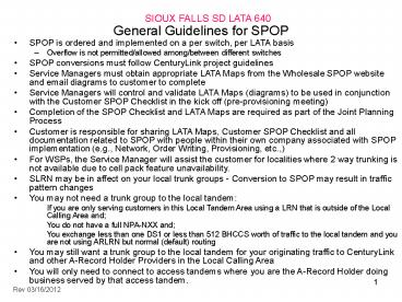 General Guidelines for SPOP