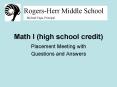Math I (high school credit) PowerPoint PPT Presentation
