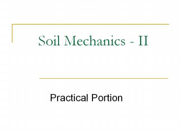 Soil Mechanics - II