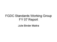 FGDC Standards Working Group FY 07 Report