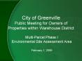 City of Greenville Public Meeting for Owners of Properties within Warehouse District PowerPoint PPT Presentation