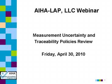 AIHA-LAP, LLC Webinar