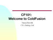CF101: Welcome to ColdFusion
