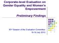 Corporate-level Evaluation on Gender Equality and Women PowerPoint PPT Presentation
