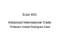 Econ 433  Advanced International Trade PowerPoint PPT Presentation