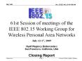 61st Session of meetings of the IEEE 802.15 Working Group for Wireless Personal Area Networks PowerPoint PPT Presentation