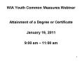 WIA Youth Common Measures Webinar PowerPoint PPT Presentation