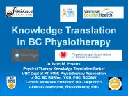 Knowledge Translation in BC Physiotherapy