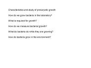 Characteristics and study of prokaryotic growth
