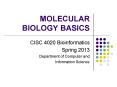 MOLECULAR BIOLOGY BASICS PowerPoint PPT Presentation