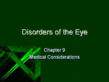 Disorders of the Eye