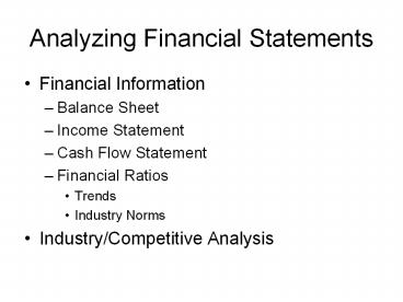 Analyzing Financial Statements