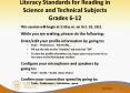 Literacy Standards for Reading in Science and Technical Subjects Grades 6-12 PowerPoint PPT Presentation