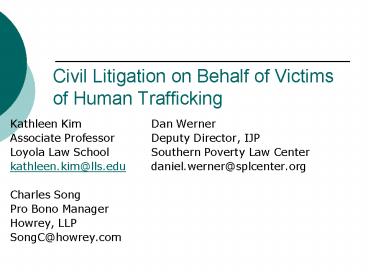 Civil Litigation on Behalf of Victims of Human Trafficking