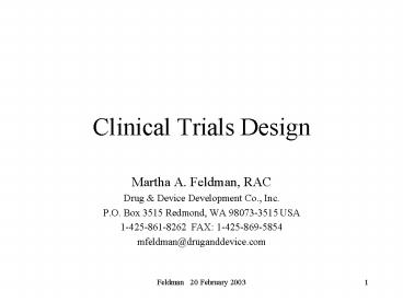 Clinical Trials Design