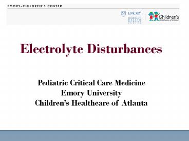 Electrolyte Disturbances