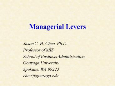 Managerial Levers