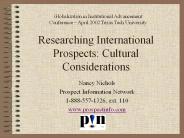 Researching International Prospects: Cultural Considerations