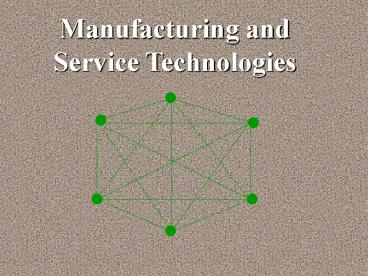 Manufacturing and Service Technologies