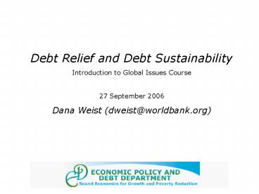 Debt Relief and Debt Sustainability