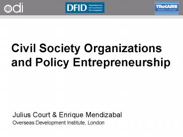 Civil Society Organizations and Policy Entrepreneurship