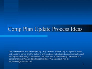 Comp Plan Update Process Ideas