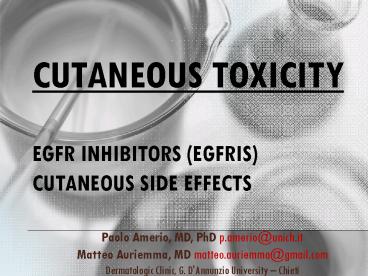 Cutaneous toxicity EGFR inhibitors (EGFRIs) cutaneous side effects