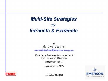 Multi-Site Strategies for Intranets