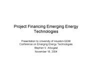 Project Financing Emerging Energy Technologies