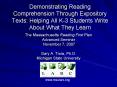 Demonstrating Reading Comprehension Through Expository Texts: Helping All K-3 Students Write About What They Learn PowerPoint PPT Presentation