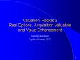 Valuation: Packet 3 Real Options, Acquisition Valuation and Value Enhancement PowerPoint PPT Presentation