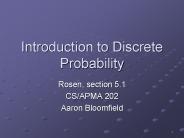 Introduction to Discrete Probability