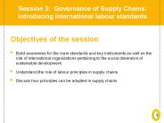 Objectives of the session