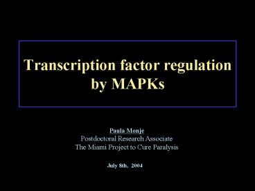 Transcription factor regulation by MAPKs