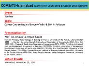 COMSATS-Islamabad (Centre for Counseling