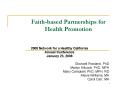 Faith-based Partnerships for Health Promotion PowerPoint PPT Presentation