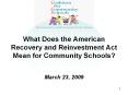 What Does the American Recovery and Reinvestment Act Mean for Community Schools? PowerPoint PPT Presentation