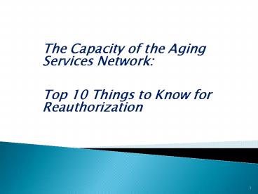The Capacity of the Aging Services Network: