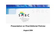 Presentation on Final Editorial Policies